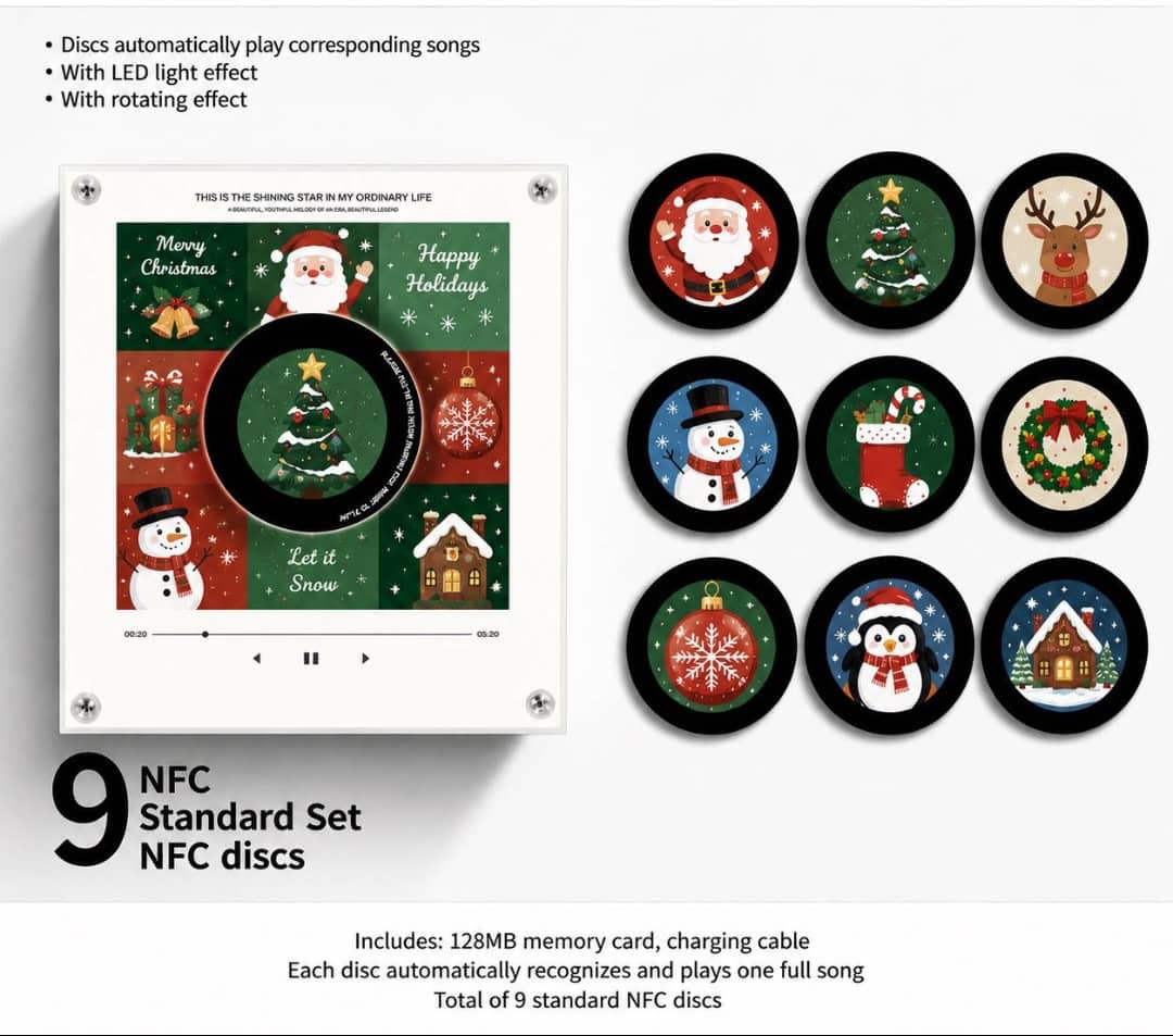 Christmas NFC Rotating Vinyl Music Player