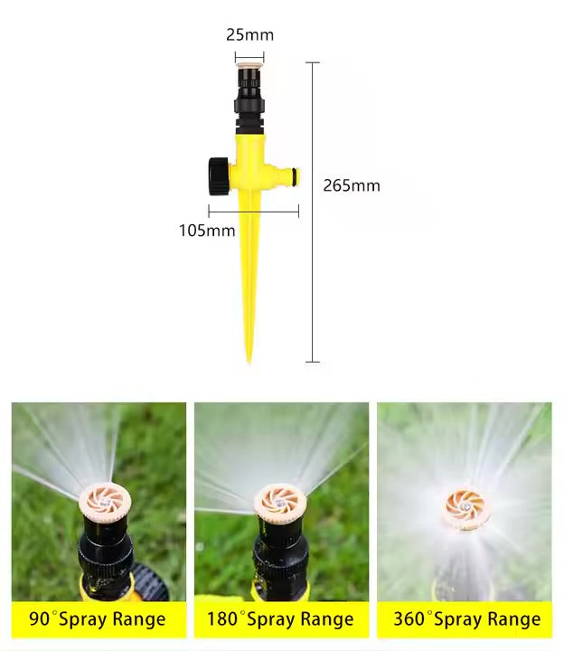 🌿 360° Rotating Garden Sprinkler – High-Pressure Lawn Watering System