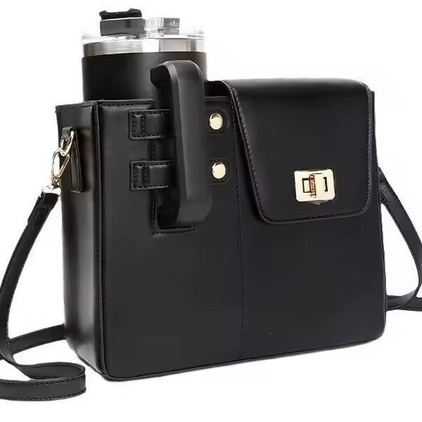 Women’s PU Leather Crossbody Drink Carrier – Multifunctional & Trendy