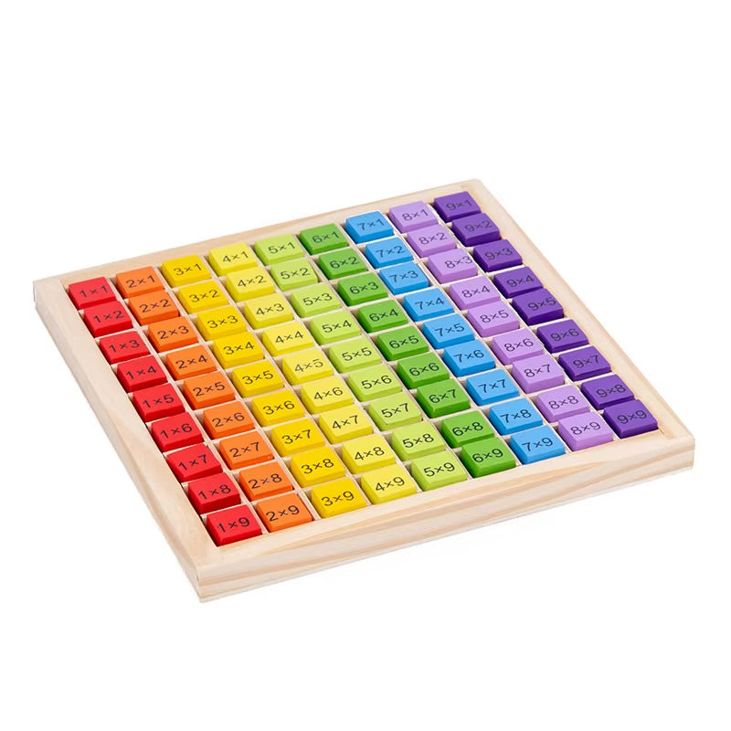 🌈 لوحة تعليمية خشبية لجدول الضرب