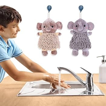 Cute Cartoon Elephant Plush Hand Towel for Kids – Soft & Absorbent