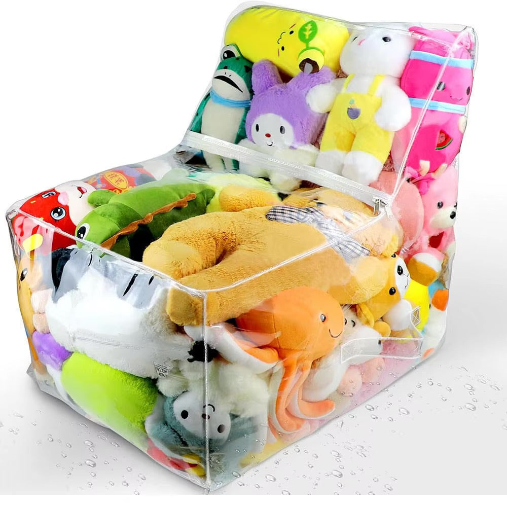 High-Capacity Transparent PVC Children’s Toy Storage Chair Cover