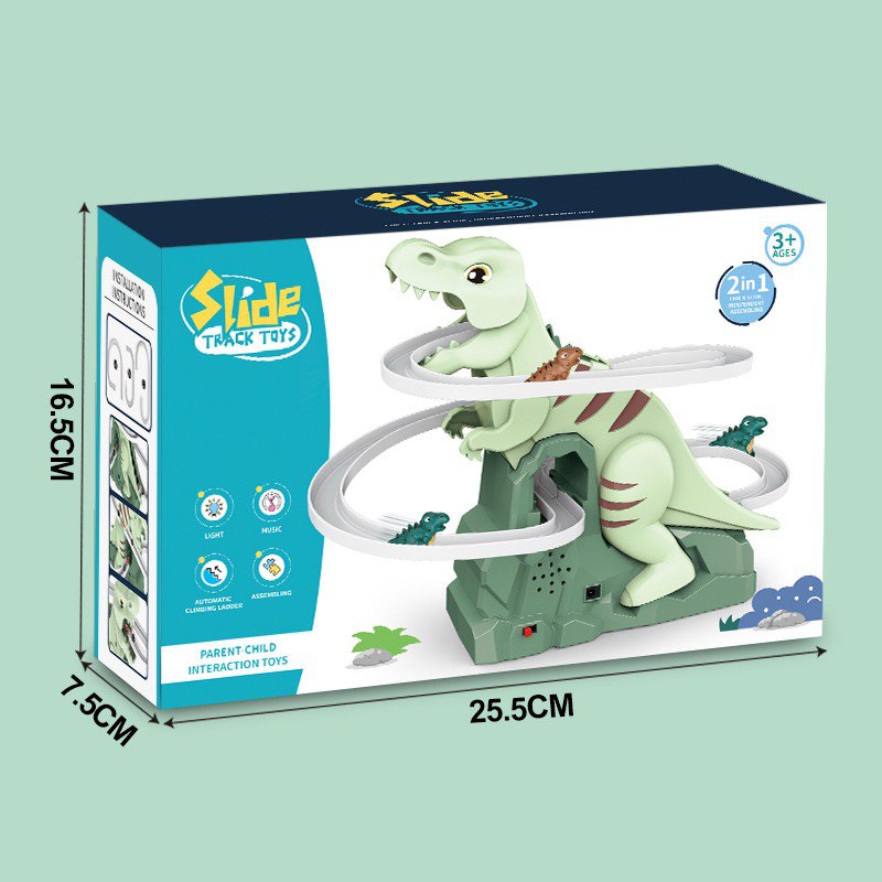 لعبة مسار انزلاق الديناصورات – مجموعة مسار كهربائي تفاعلي 2 في 1 للأطفال
