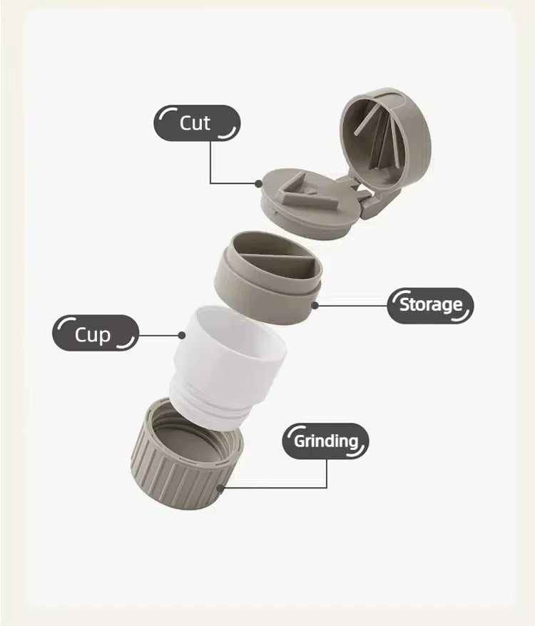 4‑in‑1 Manual Pill Grinder & Storage Box