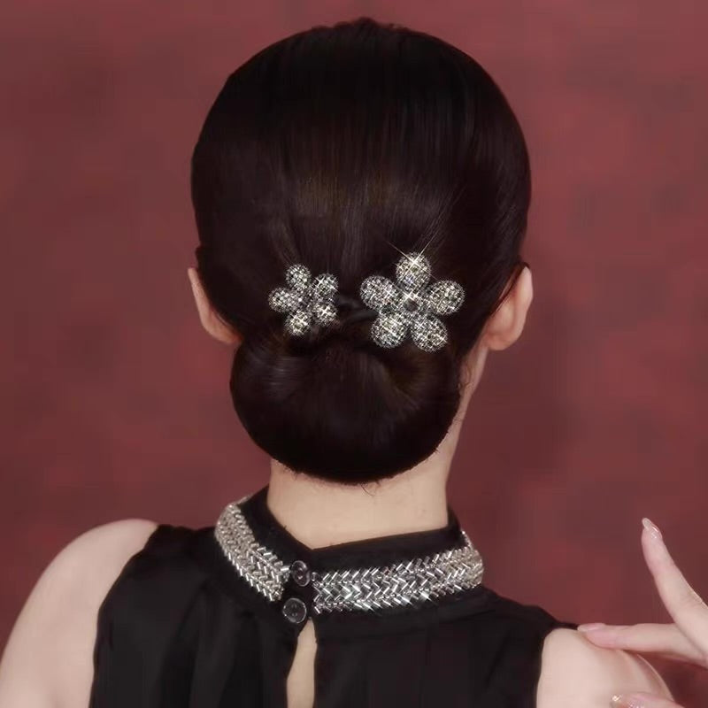 Crystal Flower Hair Clip – Elegant Bun Accessory