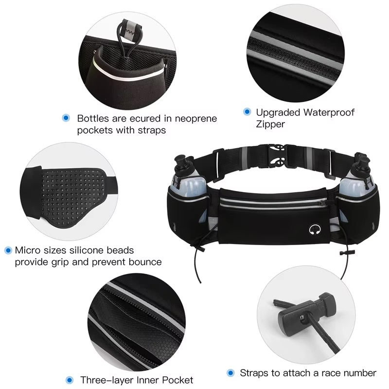 Running Belt with Water Bottles