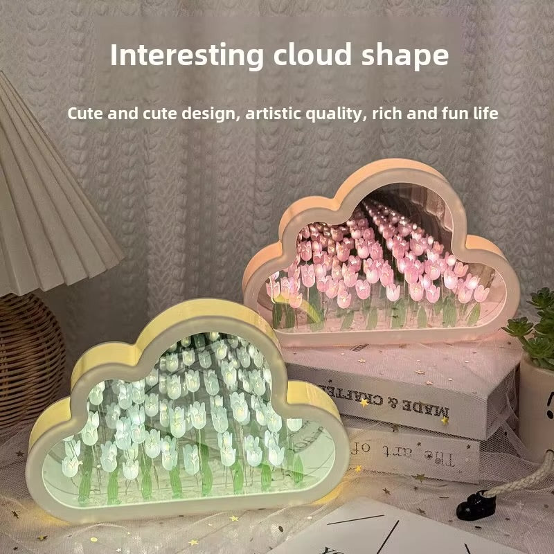 ☁️🌷 Cloud & Tulip Mirror LED Lamp
