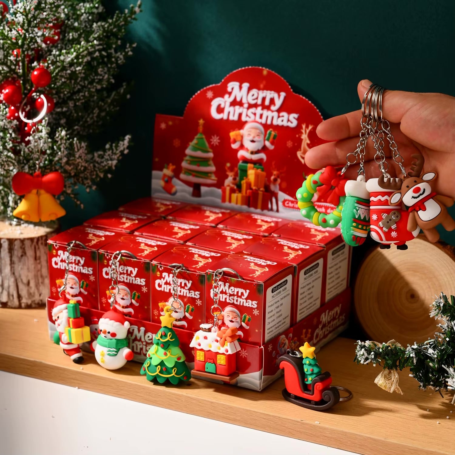 Christmas Surprise Keychain Blind Box – 12-Piece Display Set