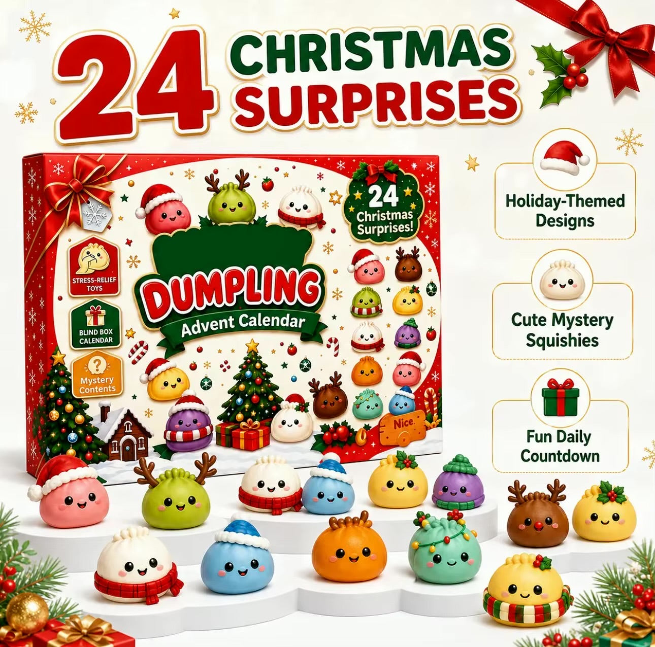 24-Day Christmas Dumpling Squishy Advent Calendar