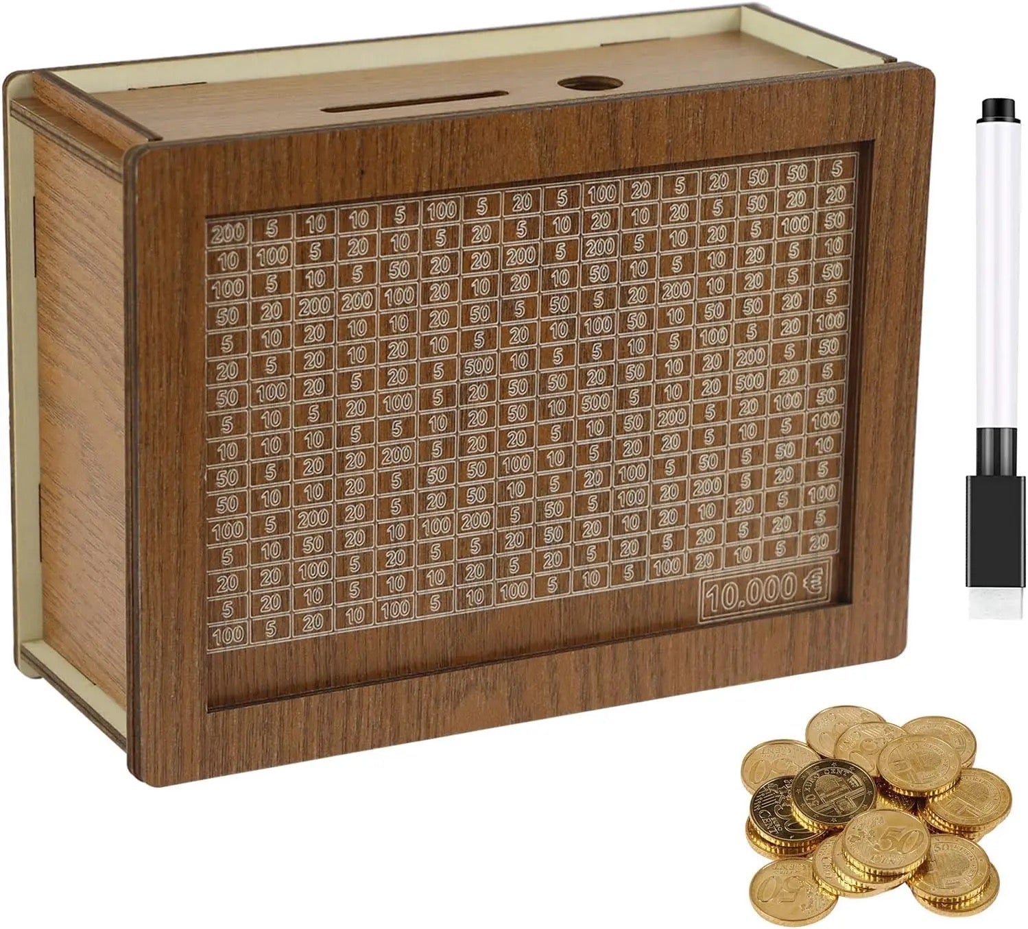 صندوق توفير نقود خشبي (10000 دولار)