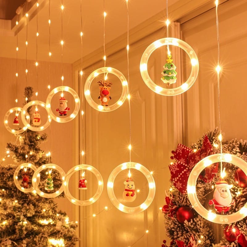 Remote-Controlled Christmas Character Curtain Lights