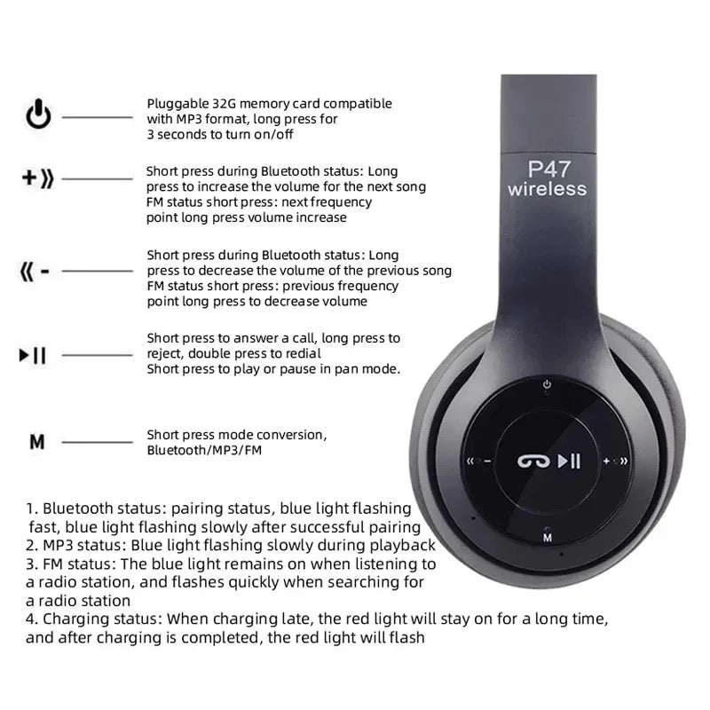 Gaming Bluetooth Over Ear Headphones