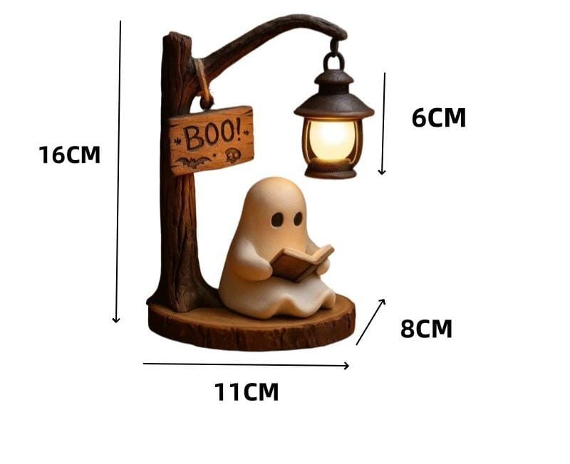 Ghost Reading LED Resin Decoration