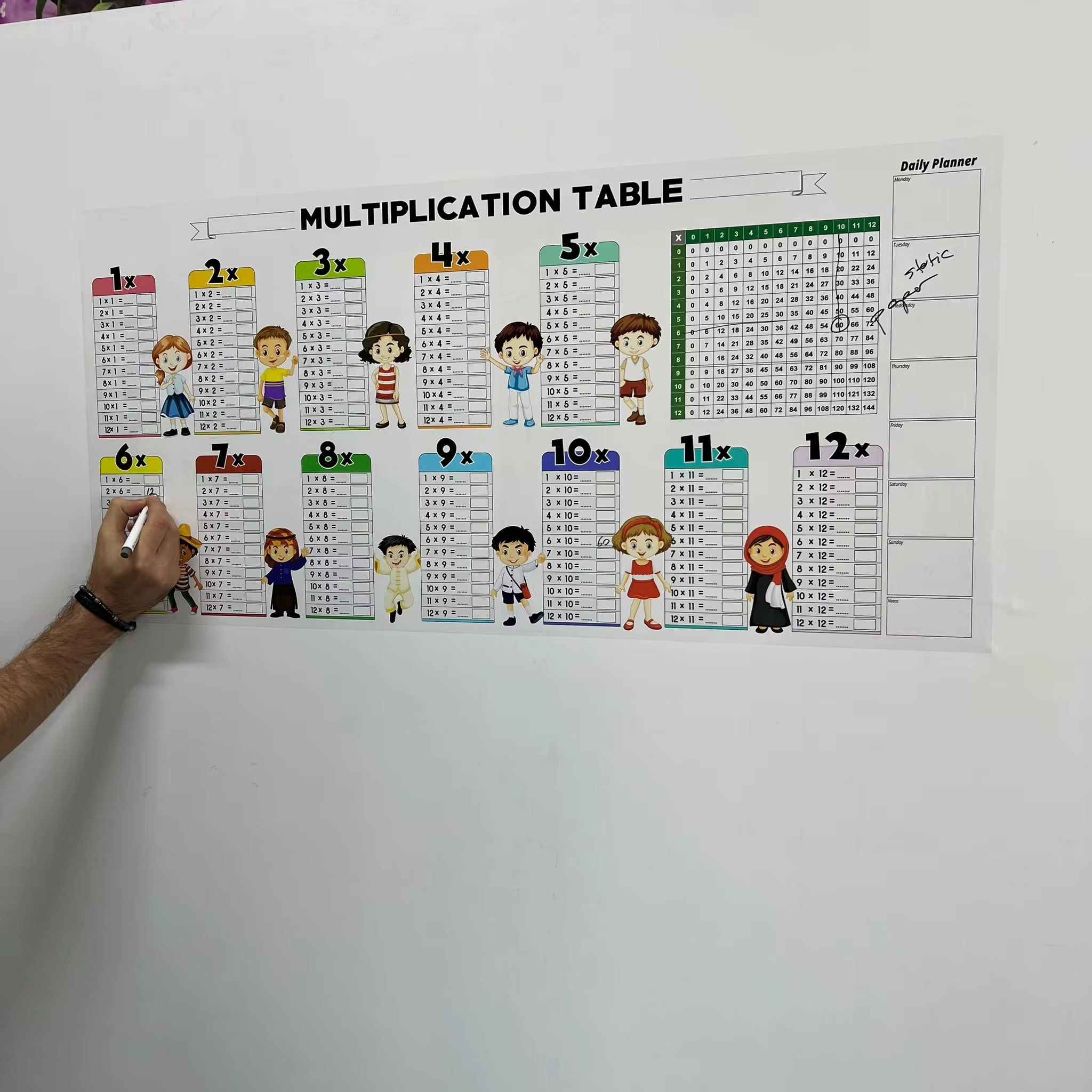 Dry Erase Multiplication Table