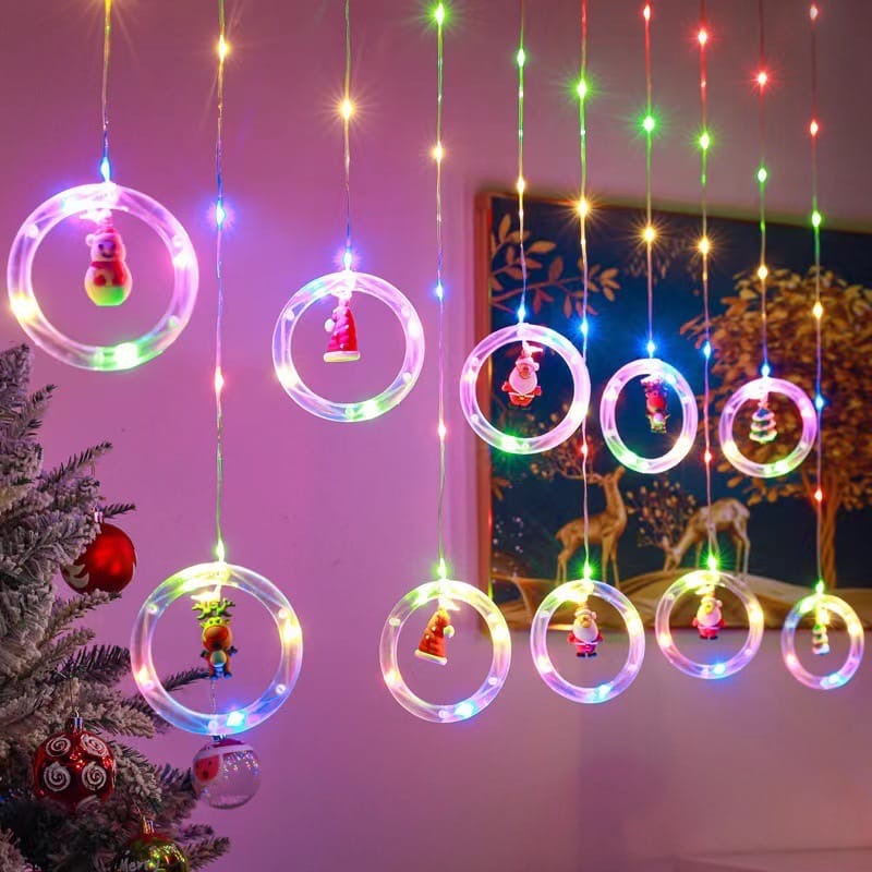 Remote-Controlled Christmas Character Curtain Lights