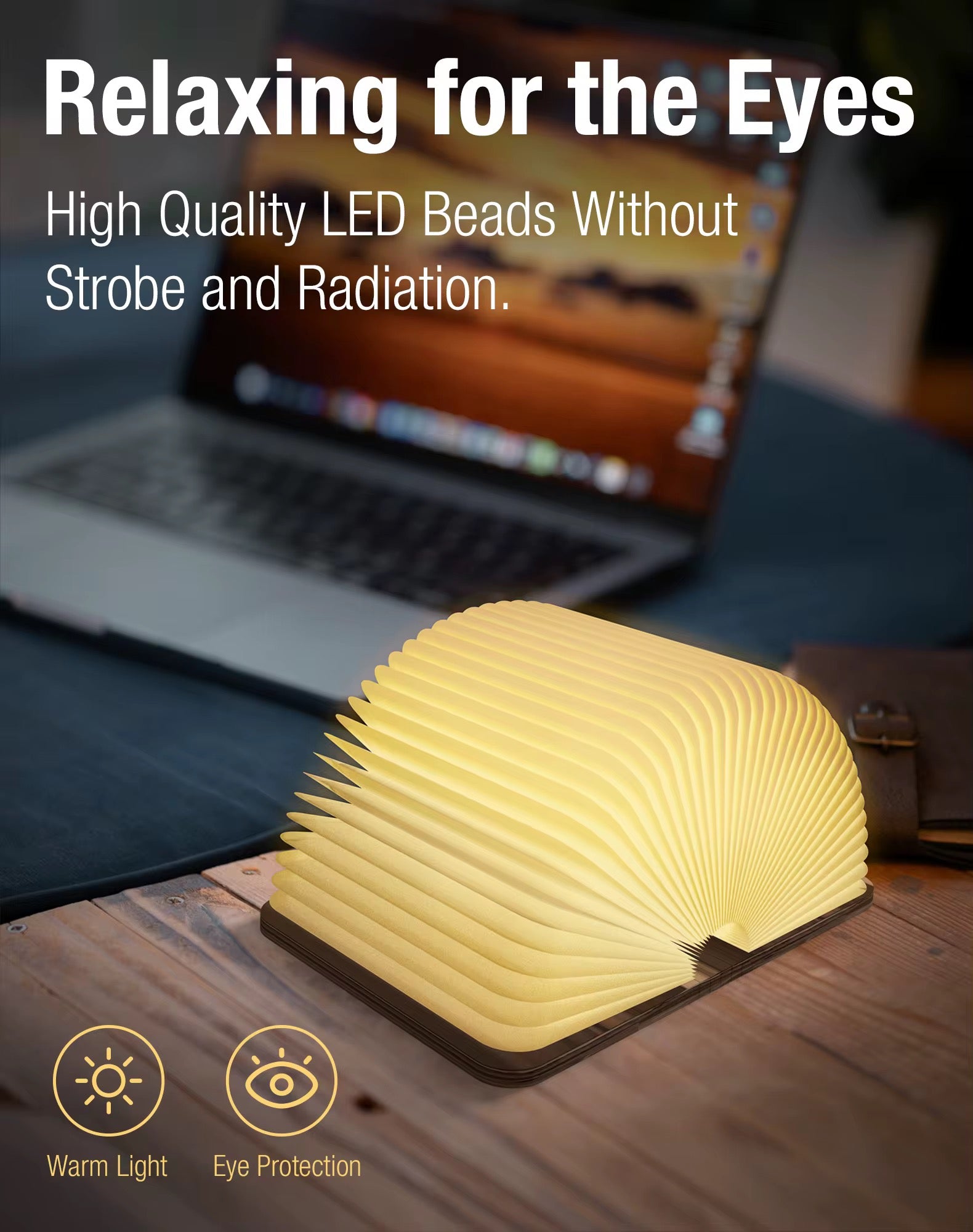 Wooden LED Book Lamp
