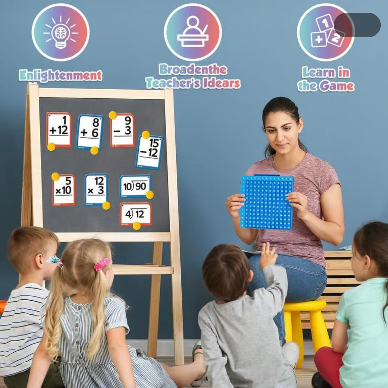 سحر الرياضيات: بطاقات تعليمية ولوحة مرحة لتخفيف التوتر