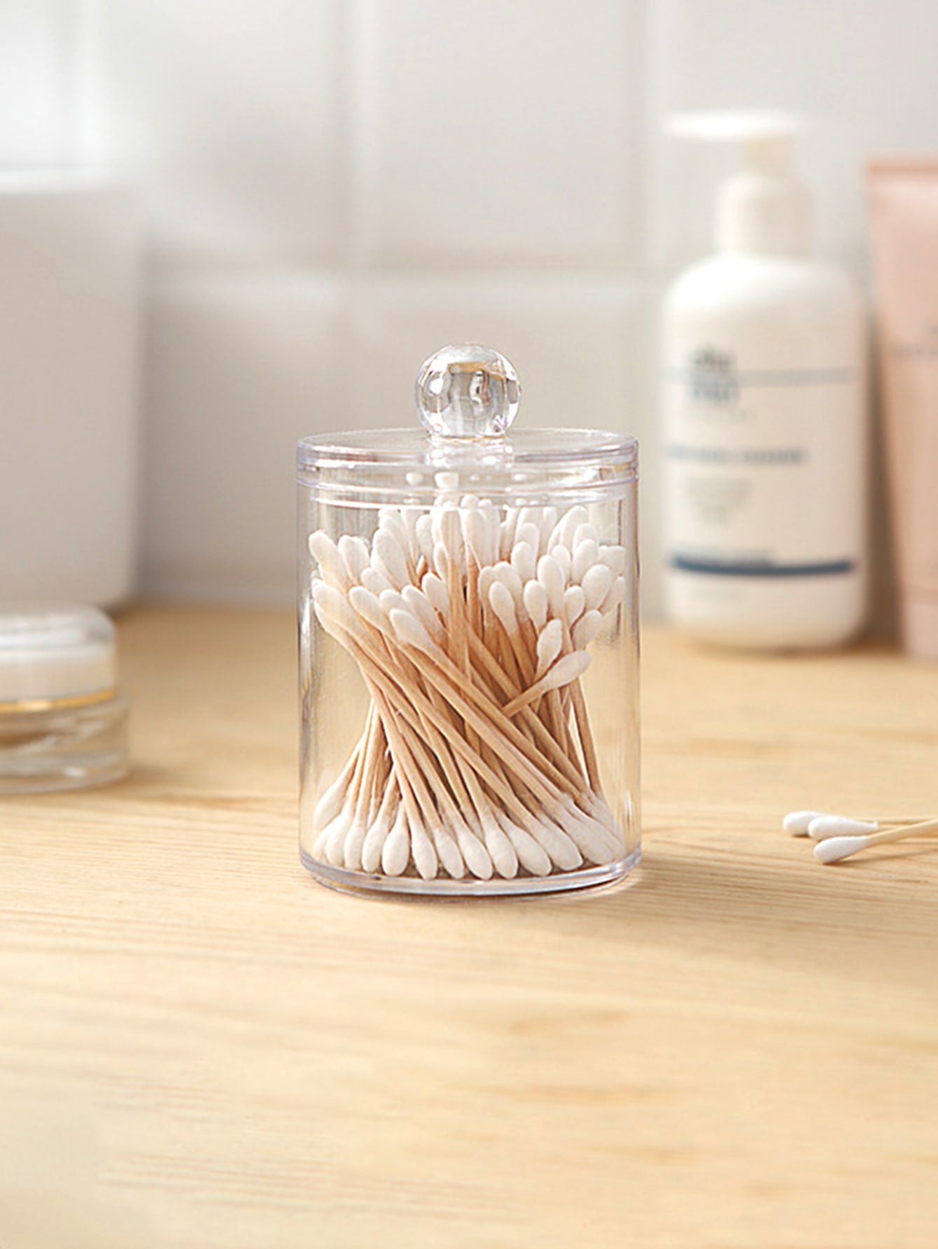 1pc Round Transparent Organizer Box With Cover