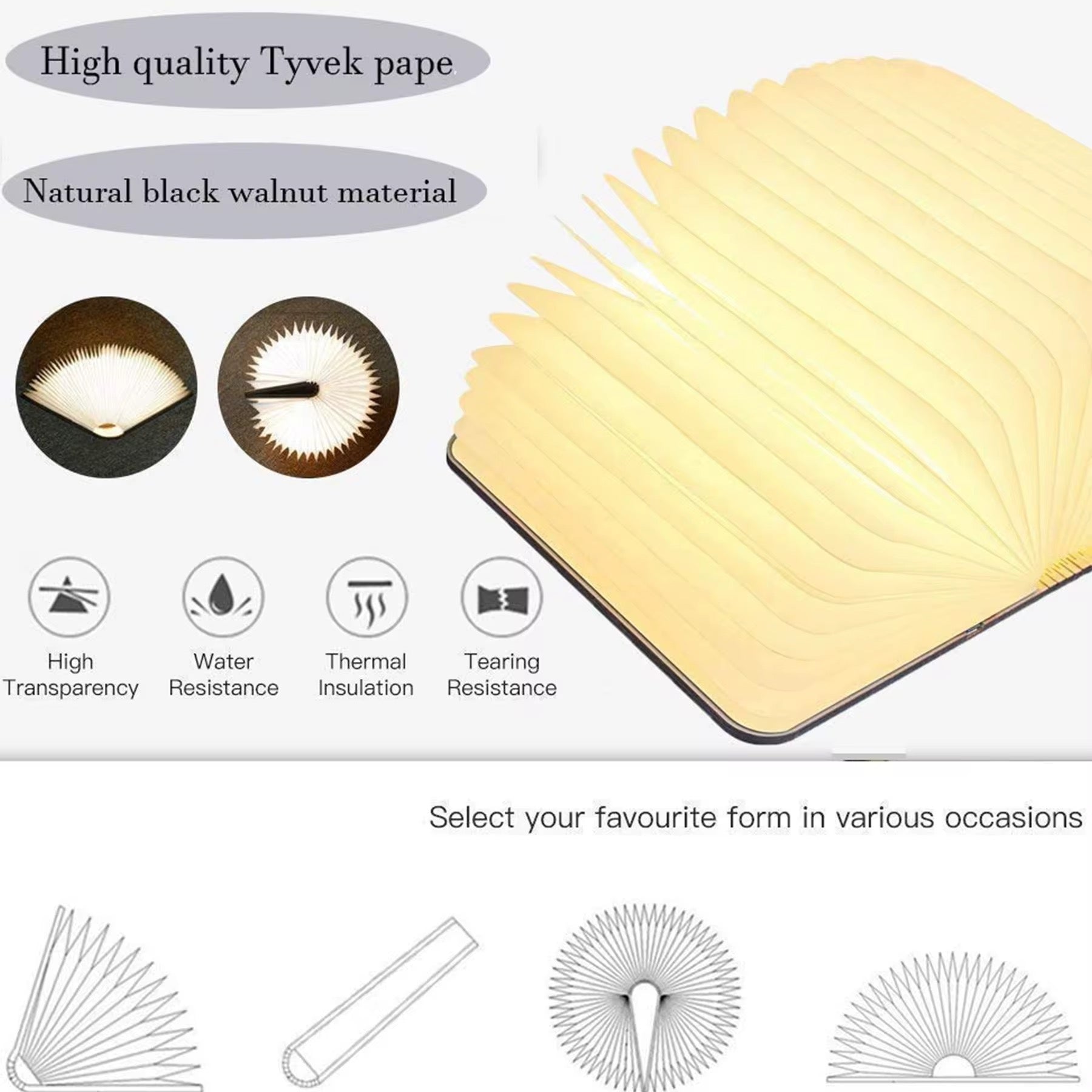 Wooden LED Book Lamp