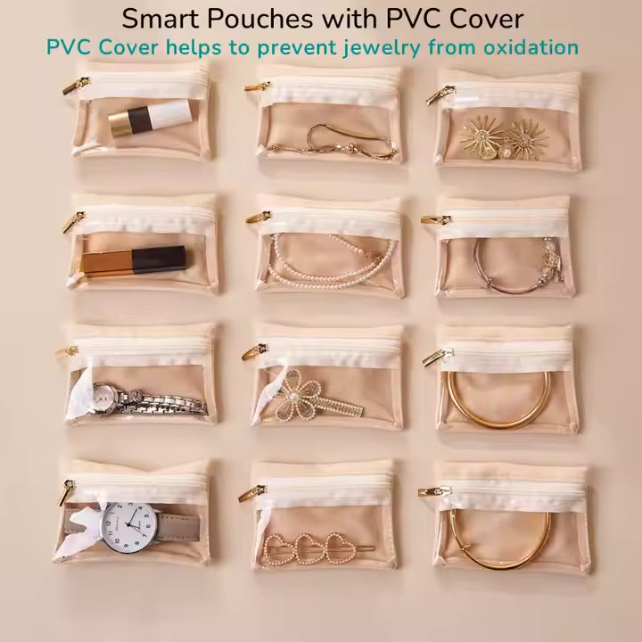 حقيبة تنظيم مجوهرات السفر - قابلة للطي وصغيرة الحجم 