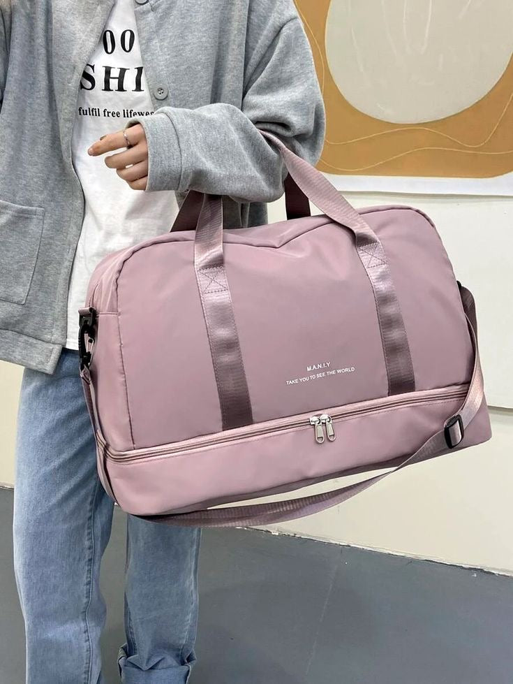 حقيبة سفر دافل قابلة للفصل بين الملابس الجافة والرطبة مع حجرة للأحذية