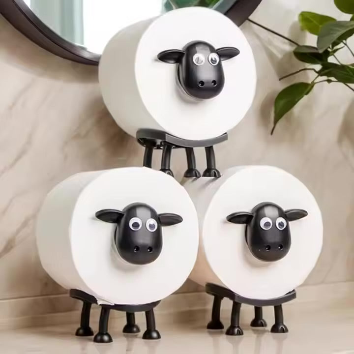 حامل مناشف ورقية على شكل خروف لطيف - ديكور حمام ممتع وعملي