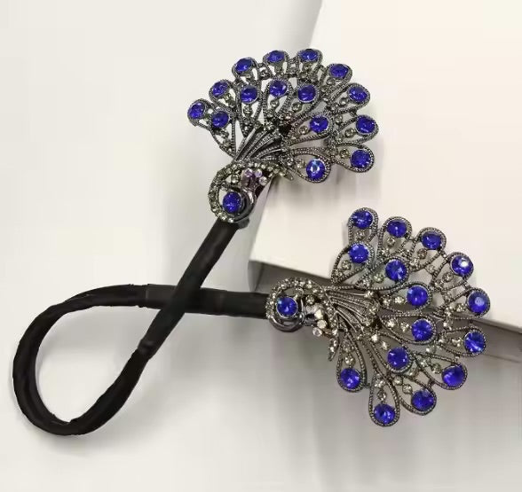 Vintage Double Peacock Crystal Hair Clip – Sparkling Statement Elegance 🦚💎
