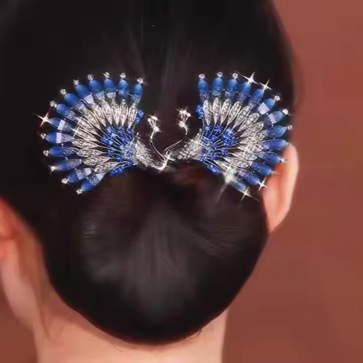 Vintage Double Peacock Crystal Hair Clip – Sparkling Statement Elegance 🦚💎