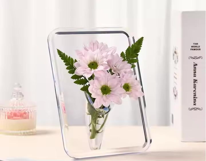 مزهرية زهور أكريليك على شكل كتاب - تصميم إطار عائم بسيط