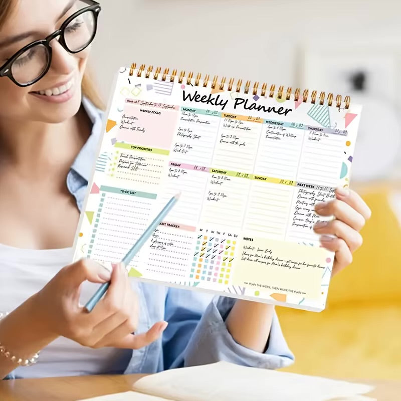 مفكرة تخطيط أسبوعية سهلة التمزيق بدون تاريخ