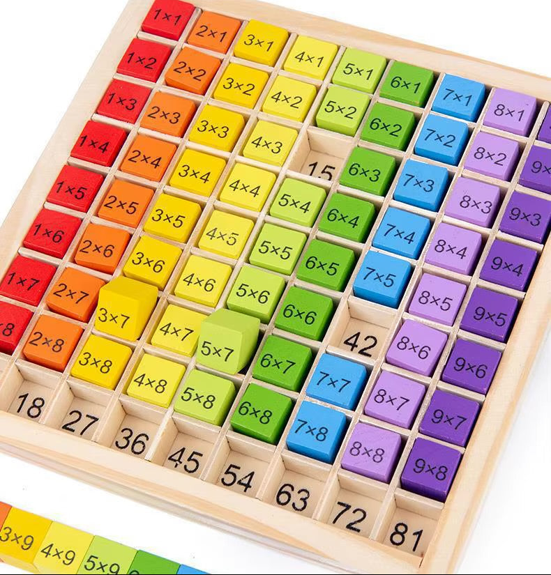 🌈 لوحة تعليمية خشبية لجدول الضرب 