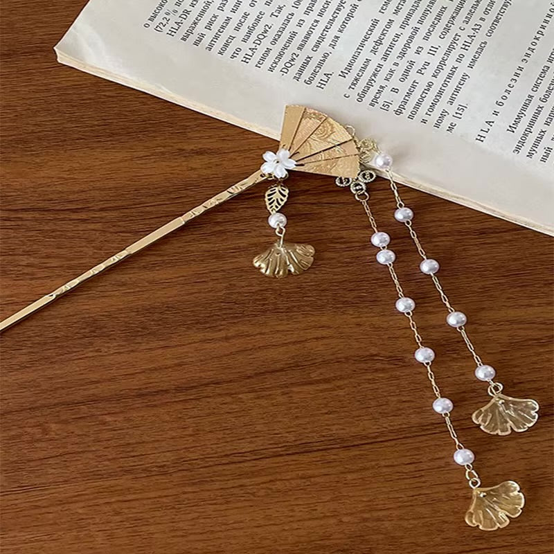 Chinese Style Fan Tassel Step-Shake Hair Stick