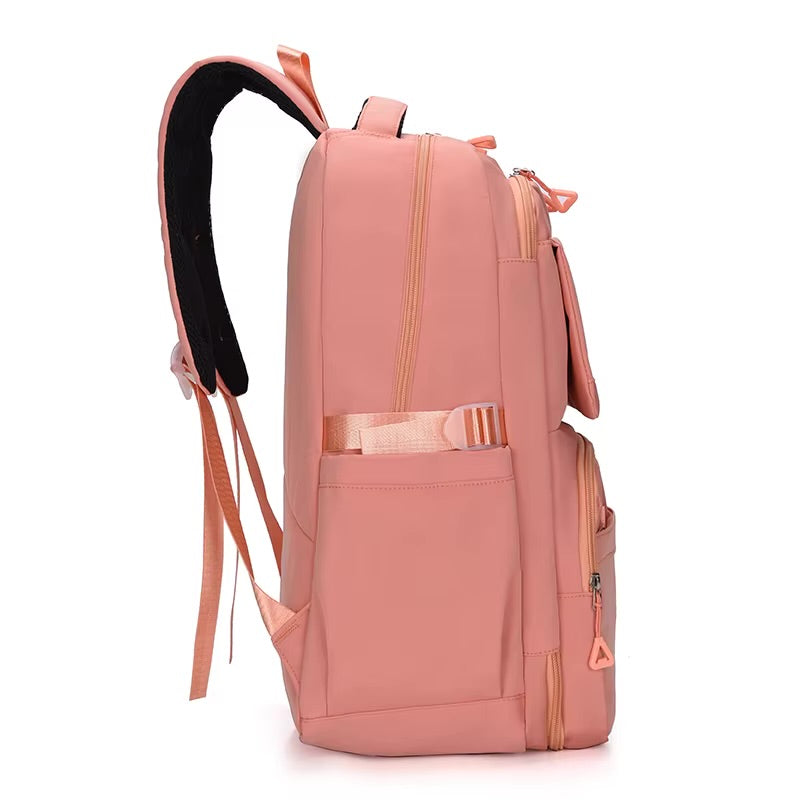 حقيبة ظهر مدرسية بسيطة بلون موحد مقاومة للماء للمراهقين - حقيبة طلابية للجنسين 