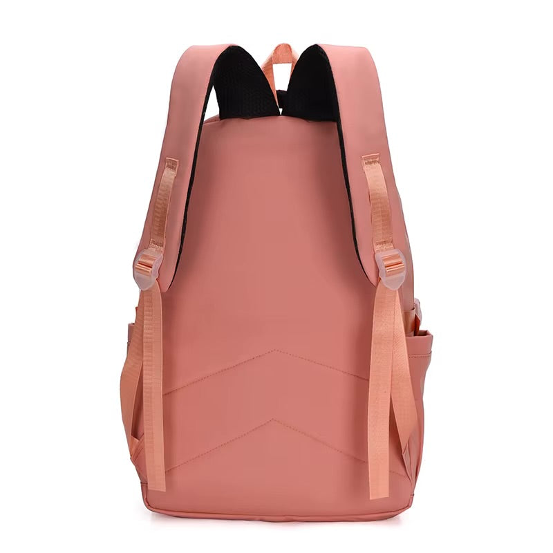 حقيبة ظهر مدرسية بسيطة بلون موحد مقاومة للماء للمراهقين - حقيبة طلابية للجنسين 