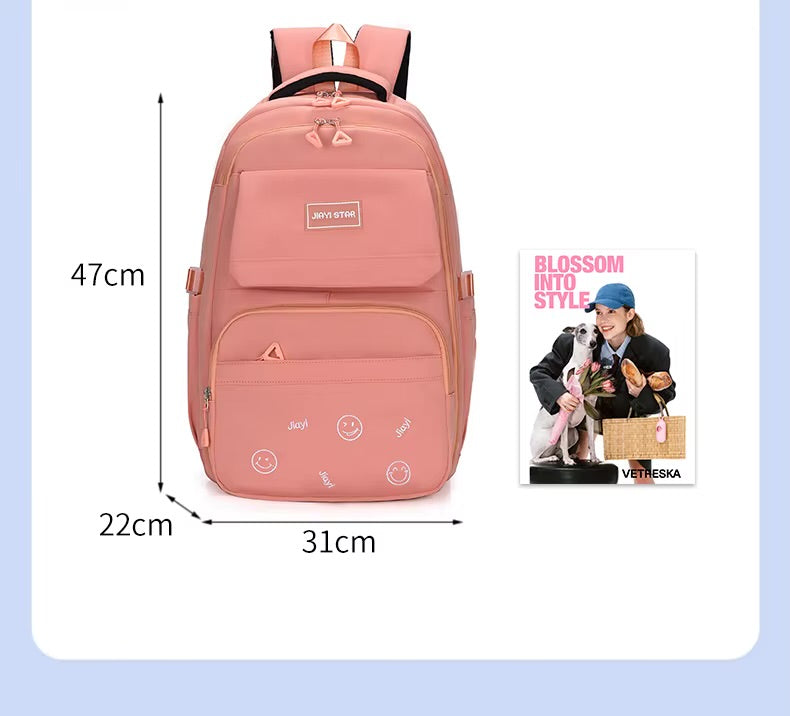 حقيبة ظهر مدرسية بسيطة بلون موحد مقاومة للماء للمراهقين - حقيبة طلابية للجنسين 