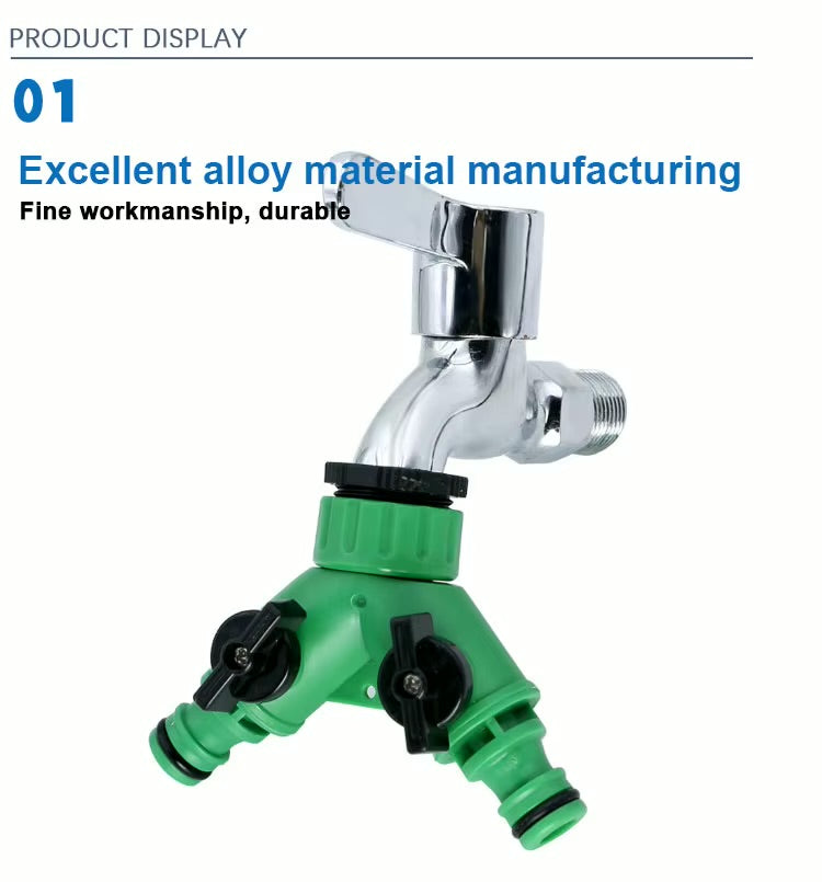 وصلة خرطوم مياه لغسيل السيارات – محول توصيل سريع ثلاثي الاتجاهات