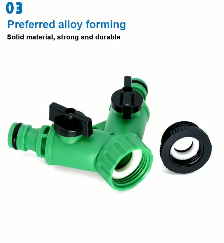 وصلة خرطوم مياه لغسيل السيارات – محول توصيل سريع ثلاثي الاتجاهات