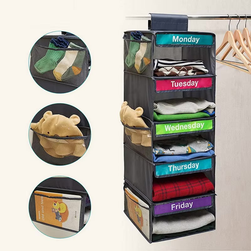 Custom Multi-Drawer Clothes Organizer — Weekly Label Storage Hanging Bag
