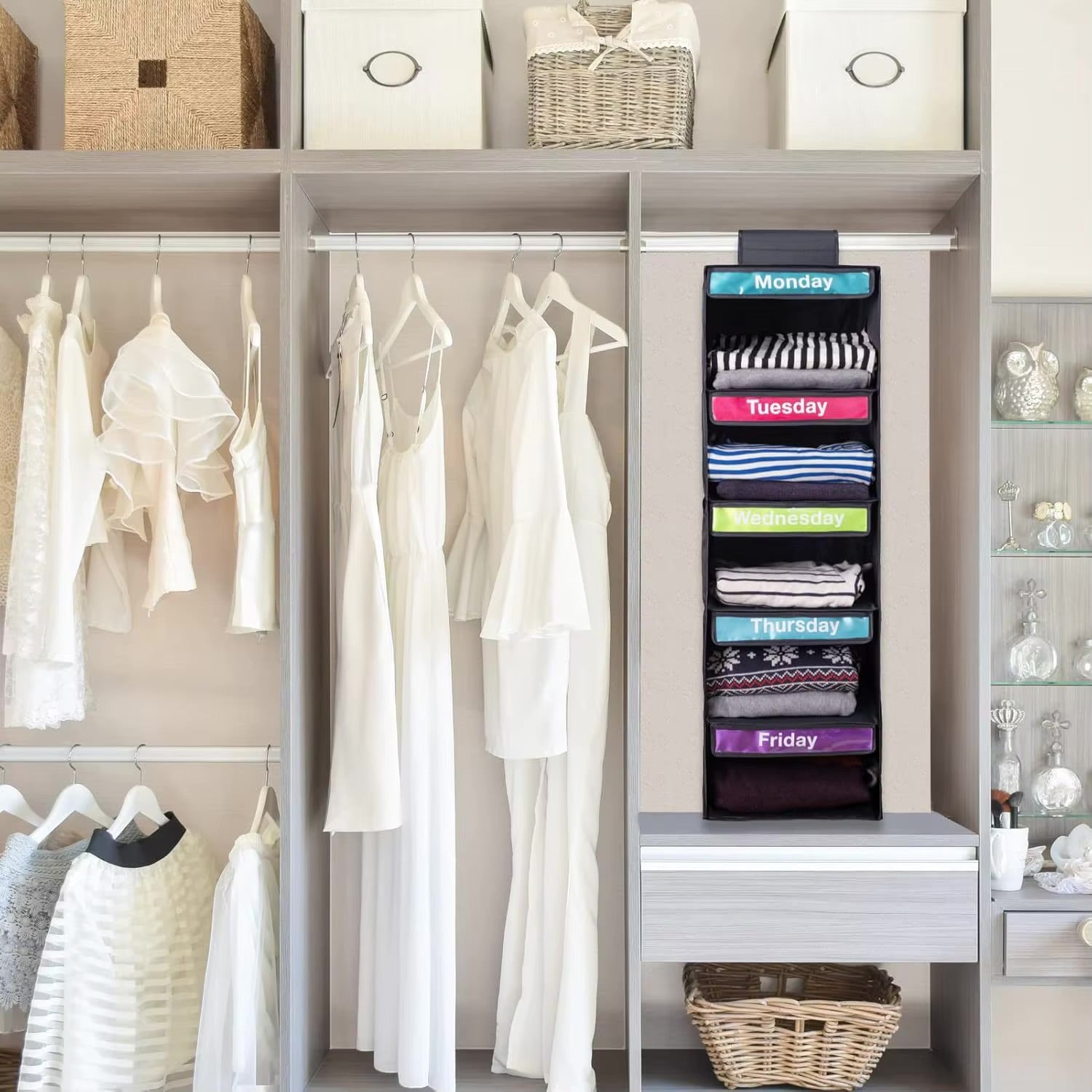 Custom Multi-Drawer Clothes Organizer — Weekly Label Storage Hanging Bag