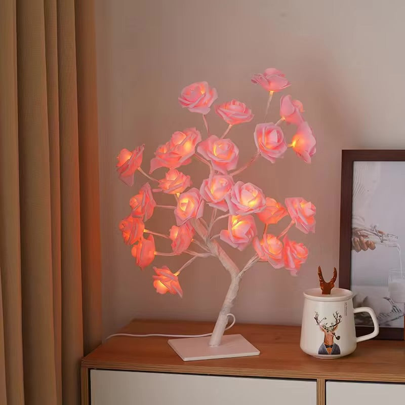 مصباح شجرة الورد بتقنية LED - يُوضع على الطاولة