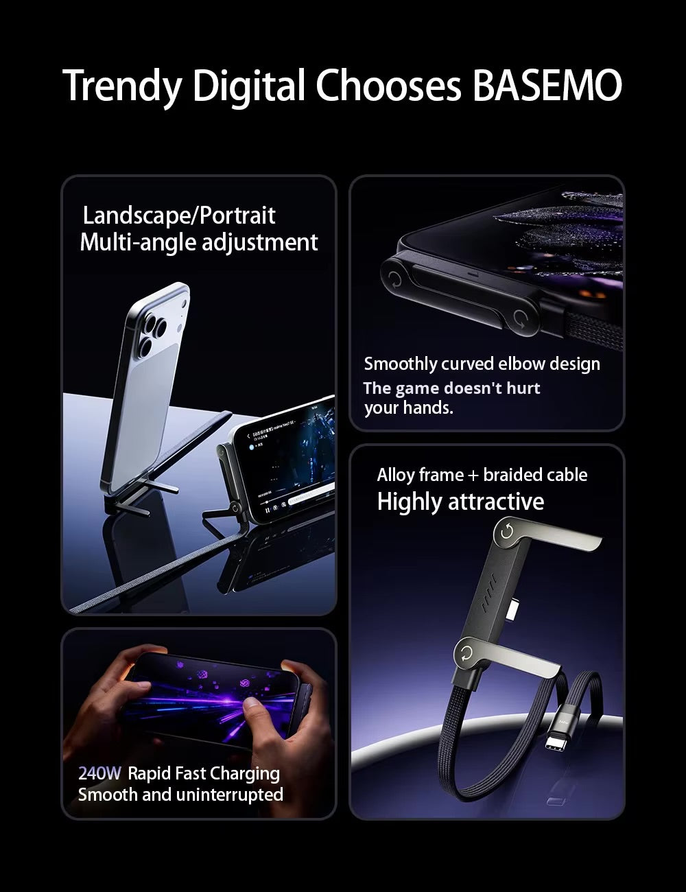 240W Fast Charging 90° Elbow Design Cable