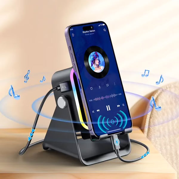 Wireless Induction Audio Speaker Stand, 5-in-1 Phone Stand