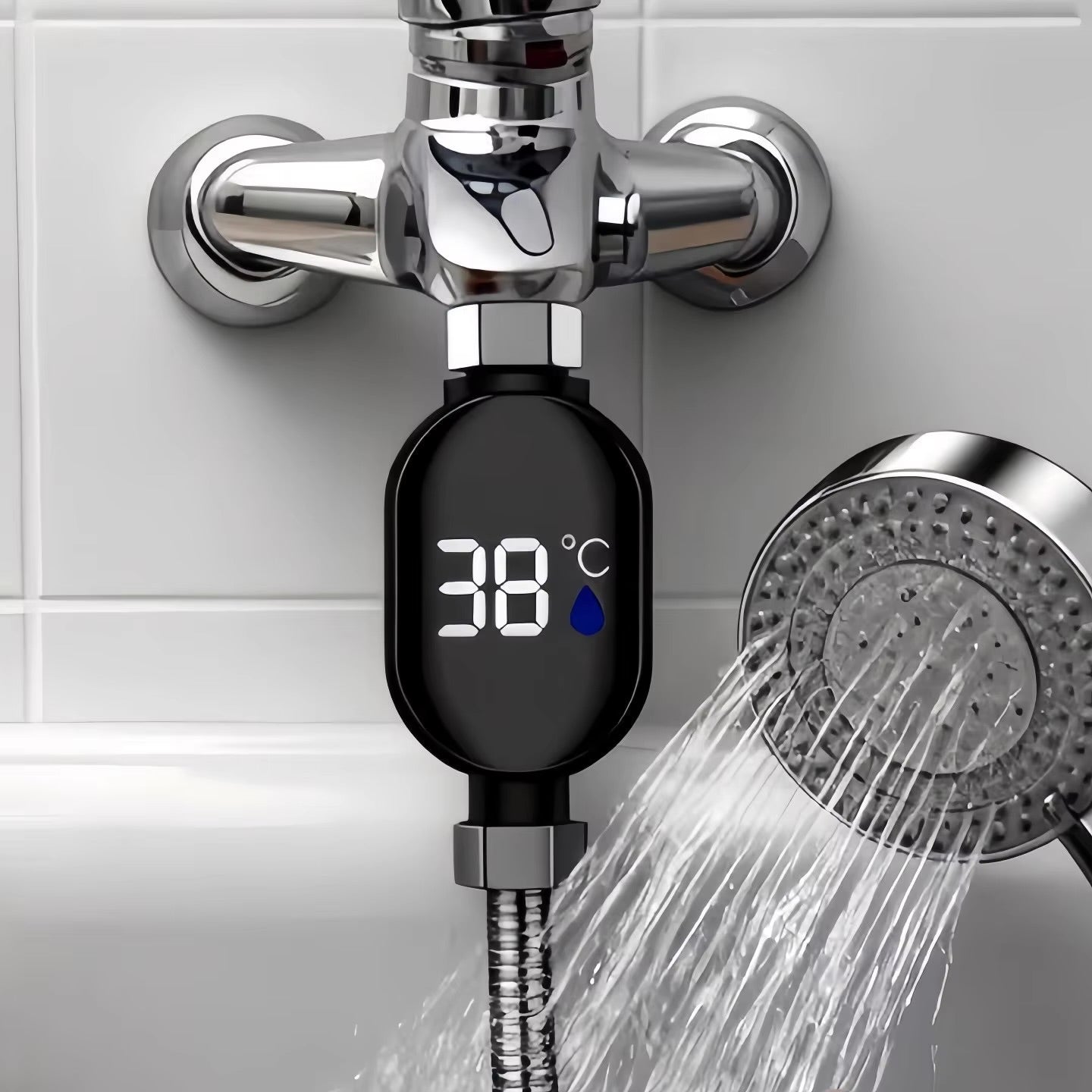 Shower Faucet with Instant Water Temperature LED Monitor