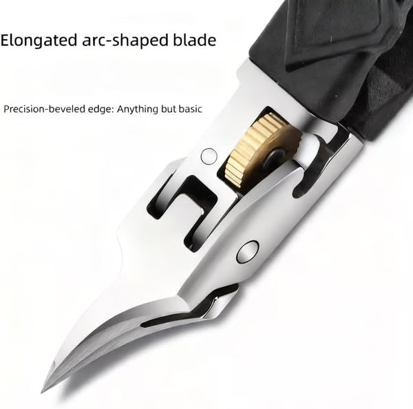 Black Anti-Slip Grip Gear Lock Nail Clipper Set with Ultra-Sharp Tips for Precise Access to Nail Grooves