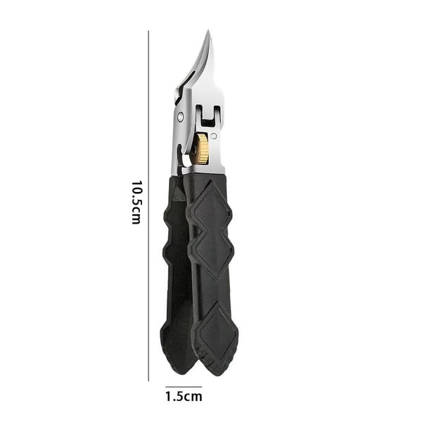 Black Anti-Slip Grip Gear Lock Nail Clipper Set with Ultra-Sharp Tips for Precise Access to Nail Grooves