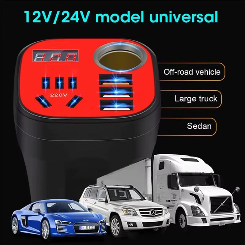 8-Ports DC 12V to 220V Power Inverter