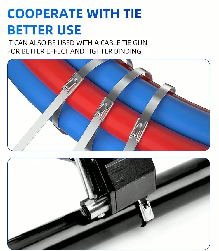 Factory Direct Stainless Steel Cable Ties - 50pcs