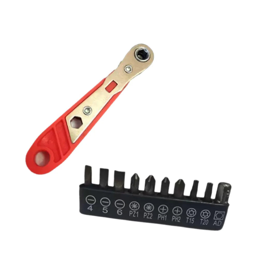 Mini Ratcheting Screwdriver Set – 90° Offset Ratchet Wrench with Multi-Bits