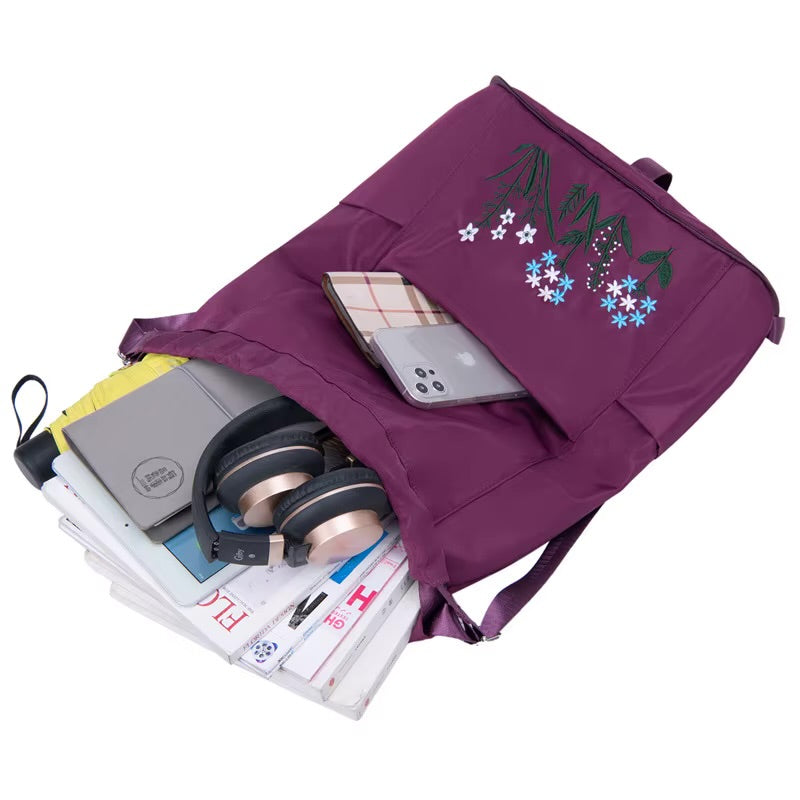 Waterproof Embroidered Travel Backpack for Women