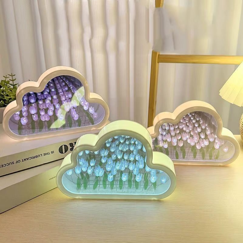 ☁️🌷 Cloud & Tulip Mirror LED Lamp